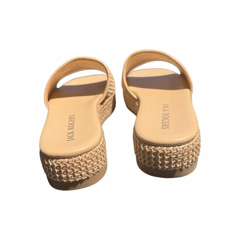 Jack Rogers Bay Raffia Flatform Slide Sandals Natural Size 8.5 NIB